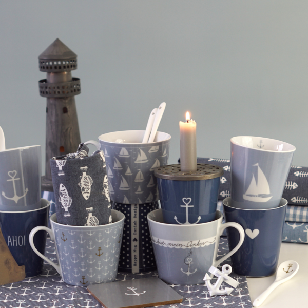 MUG BOAT SILHOUETTE DUSTY BLUE